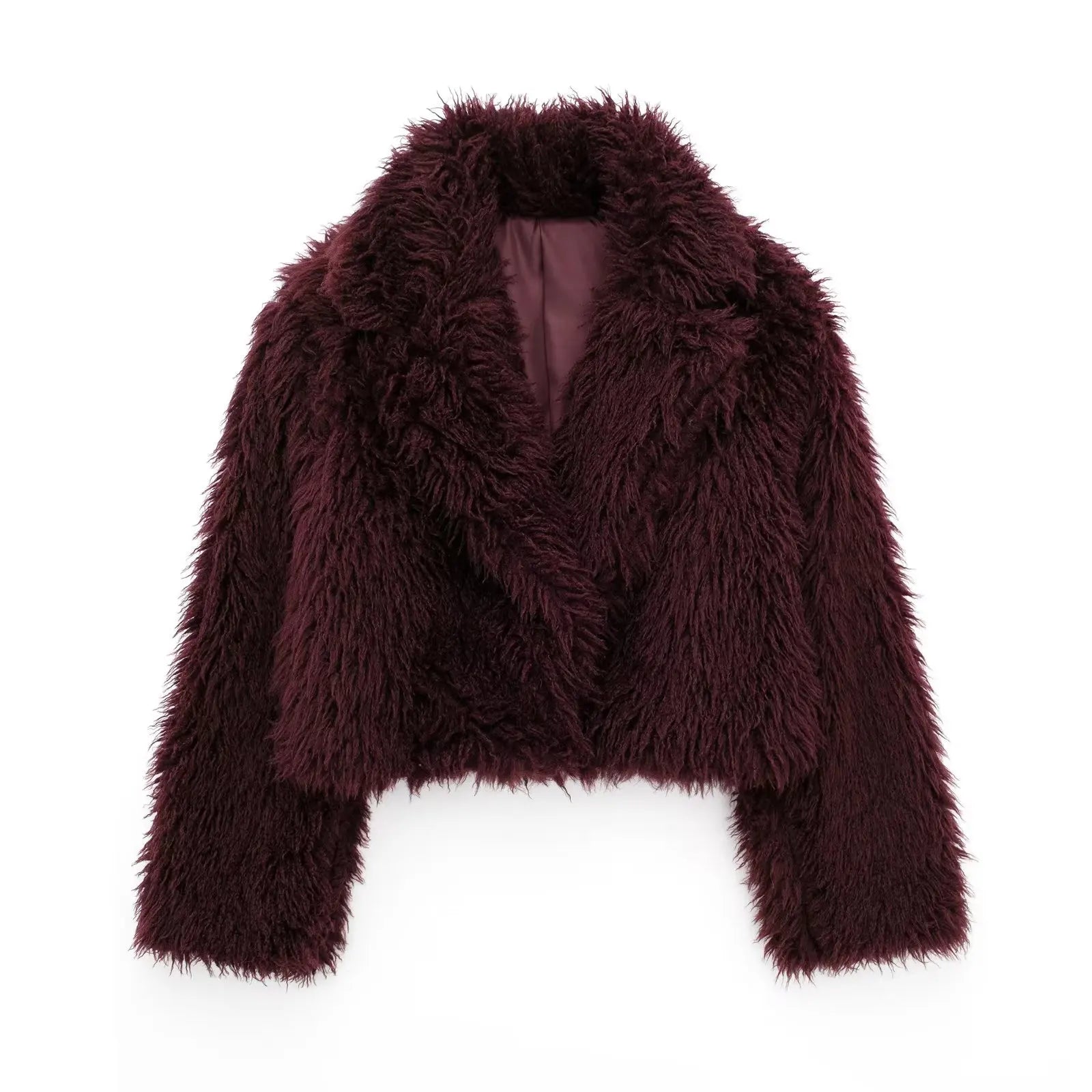 Faux Fur Coat Women - Luxurious Burgundy Winter Warmth & Style