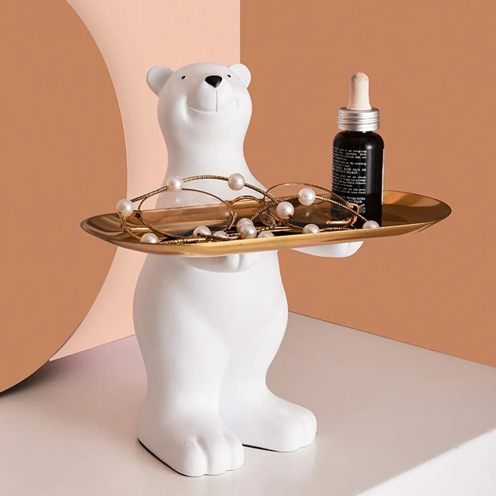 Polar Bear Figurine with Tray