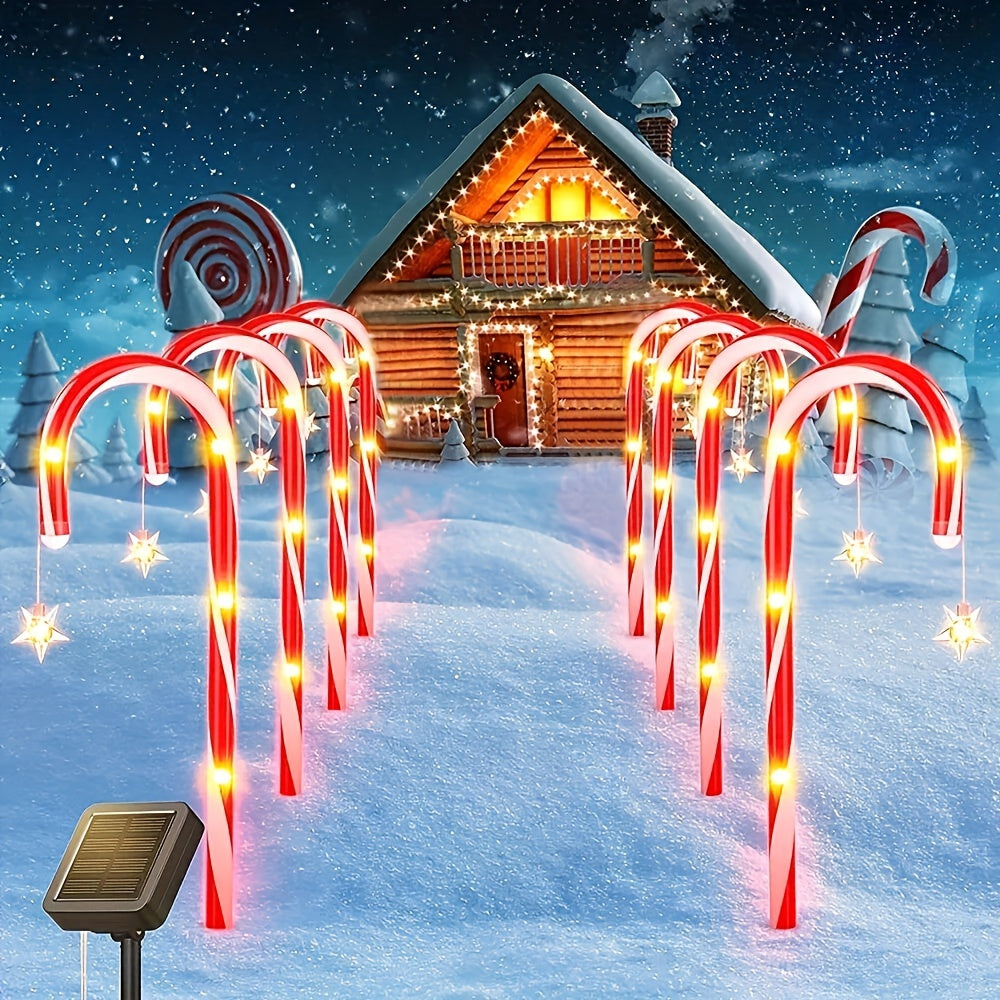 Solar Christmas Lights Outdoor Decorations Candy Cane Pathway Lights