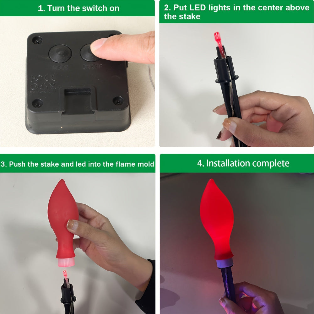 Solar Christmas Lights Outdoor Lights Color Changing Flame Path Set