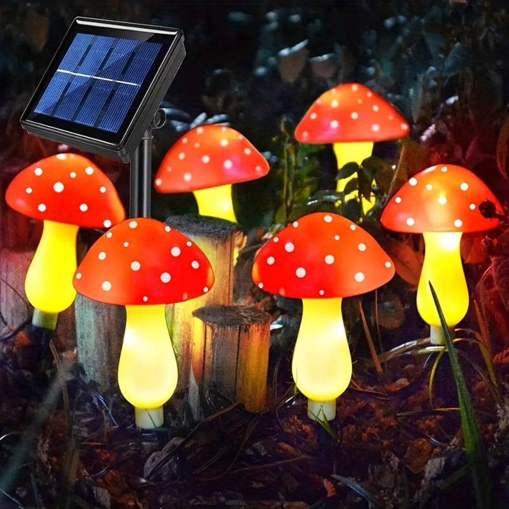 Solar Christmas Lights Outdoor Lights Colorful Mushroom LED Garden