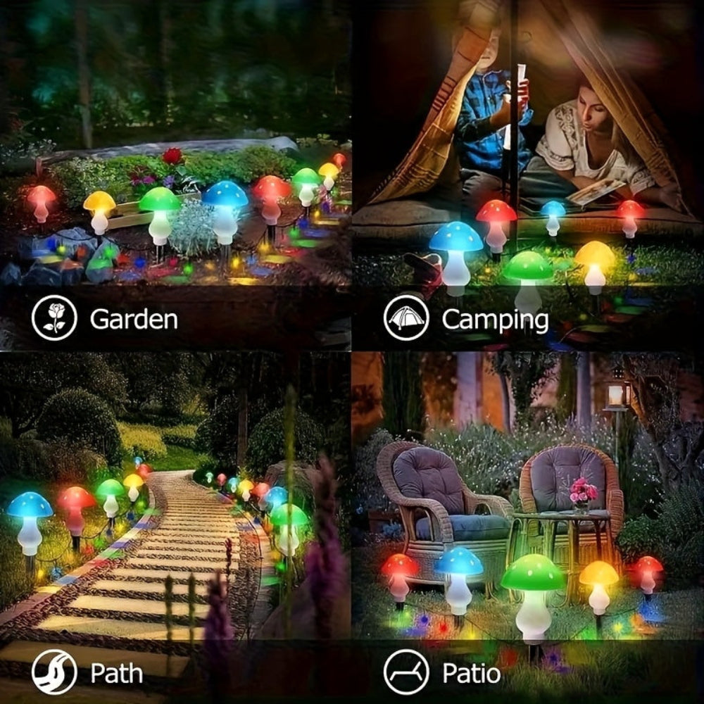 Solar Christmas Lights Outdoor Lights Colorful Mushroom LED Garden