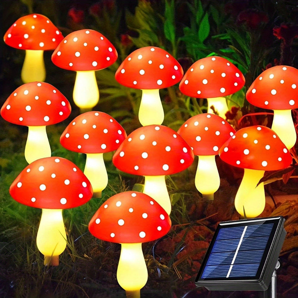 Solar Christmas Lights Outdoor Lights Colorful Mushroom LED Garden