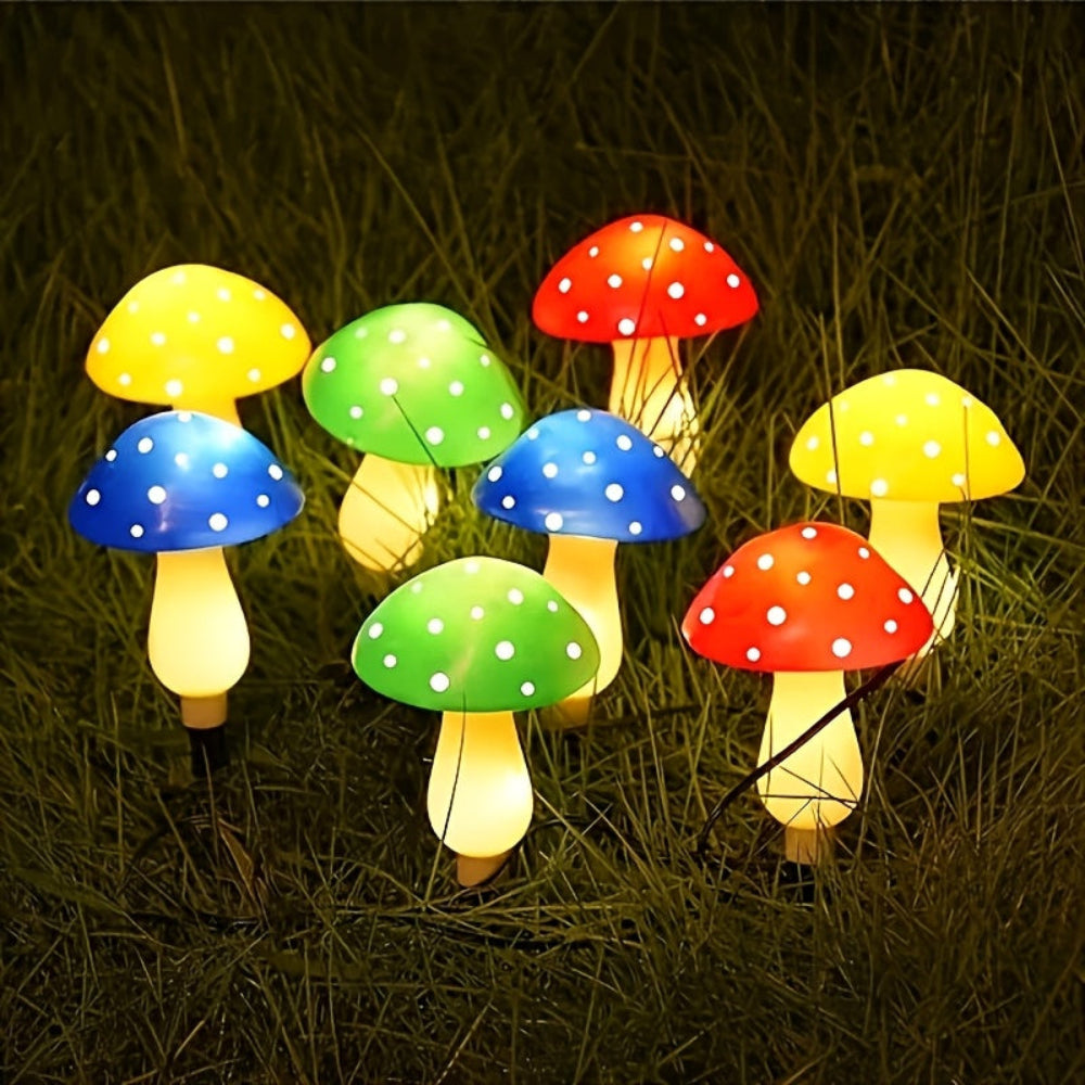 Solar Christmas Lights Outdoor Lights Colorful Mushroom LED Garden