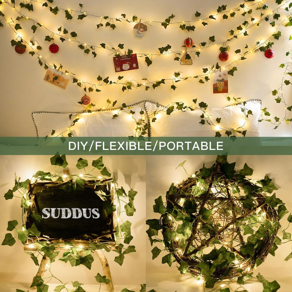 Christmas Decorations Indoor LED Vine Garland Ivy String Lights Decor