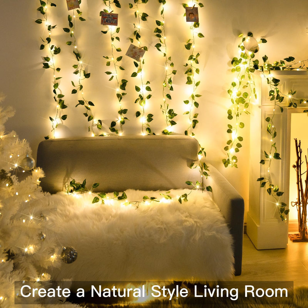 Christmas Decorations Indoor LED Vine Garland Ivy String Lights Decor