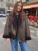 Vintage Oversized Leather Jacket - Luxurious Shearling & Timeless Style