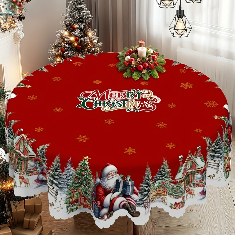 Tablecloth Christmas Table Decorations Santa Snowman Holiday Cover