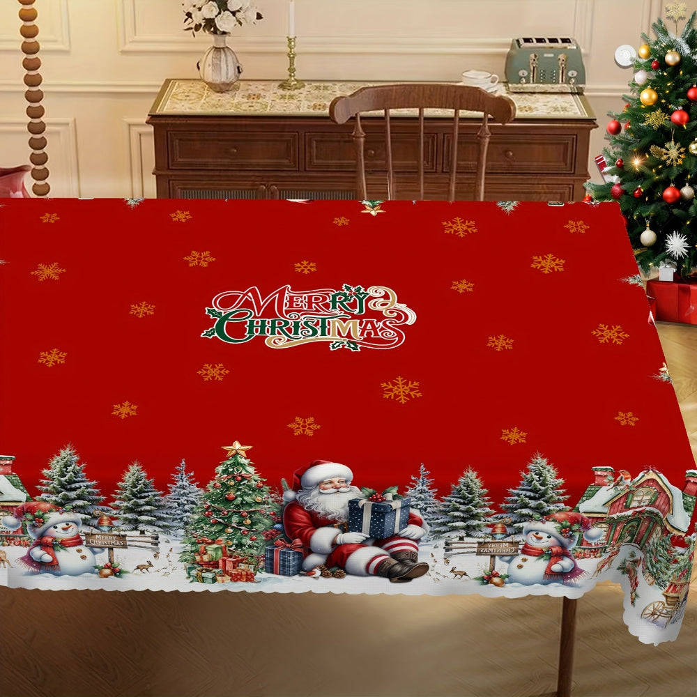 Tablecloth Christmas Table Decorations Santa Snowman Holiday Cover