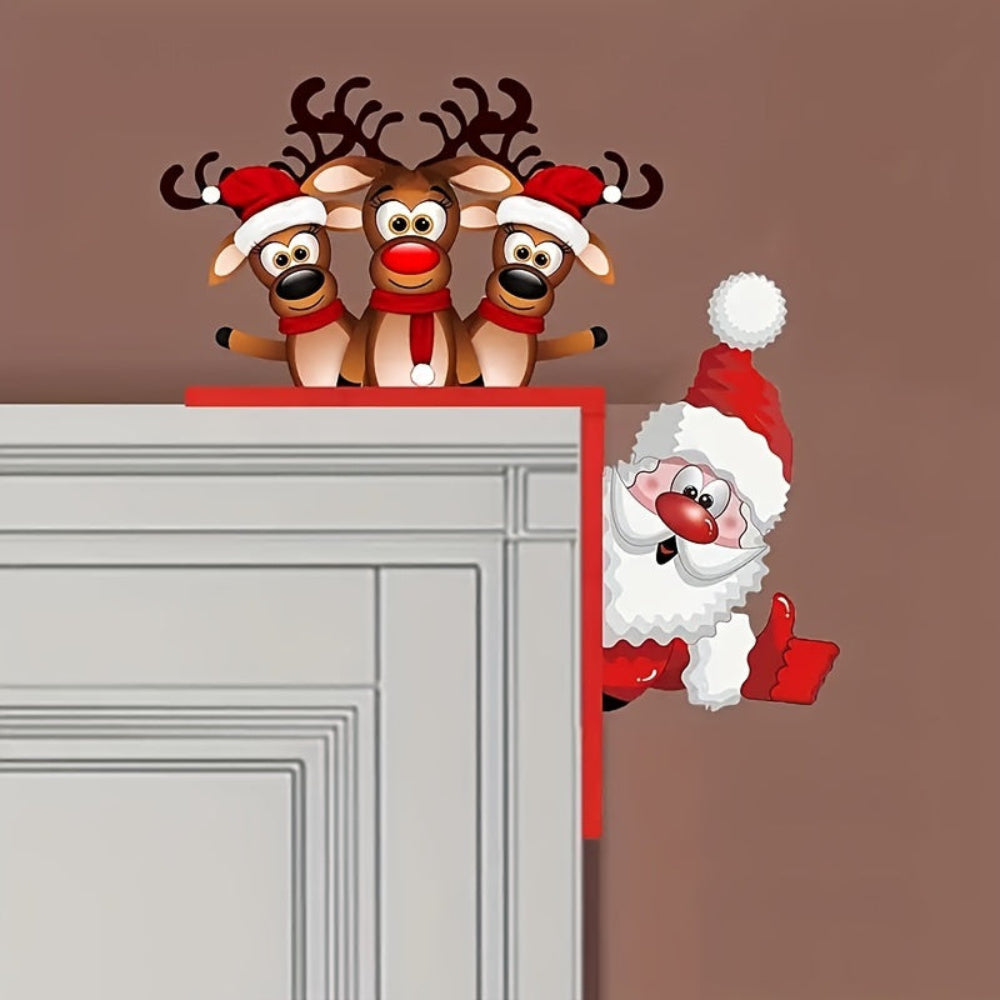 Wall Decor Christmas Santa’s Reindeer Door Frame Holiday Accent