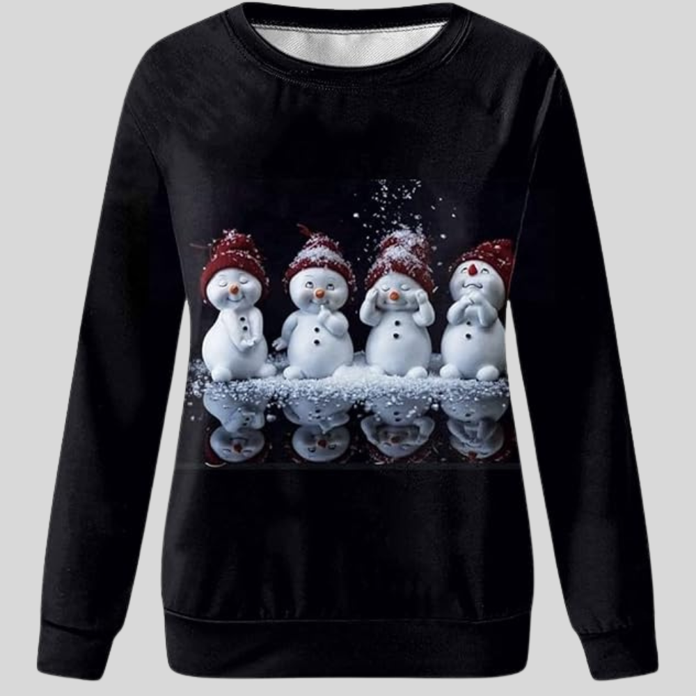 Women Christmas Sweater Festive Snowman Holiday Sweatshirt