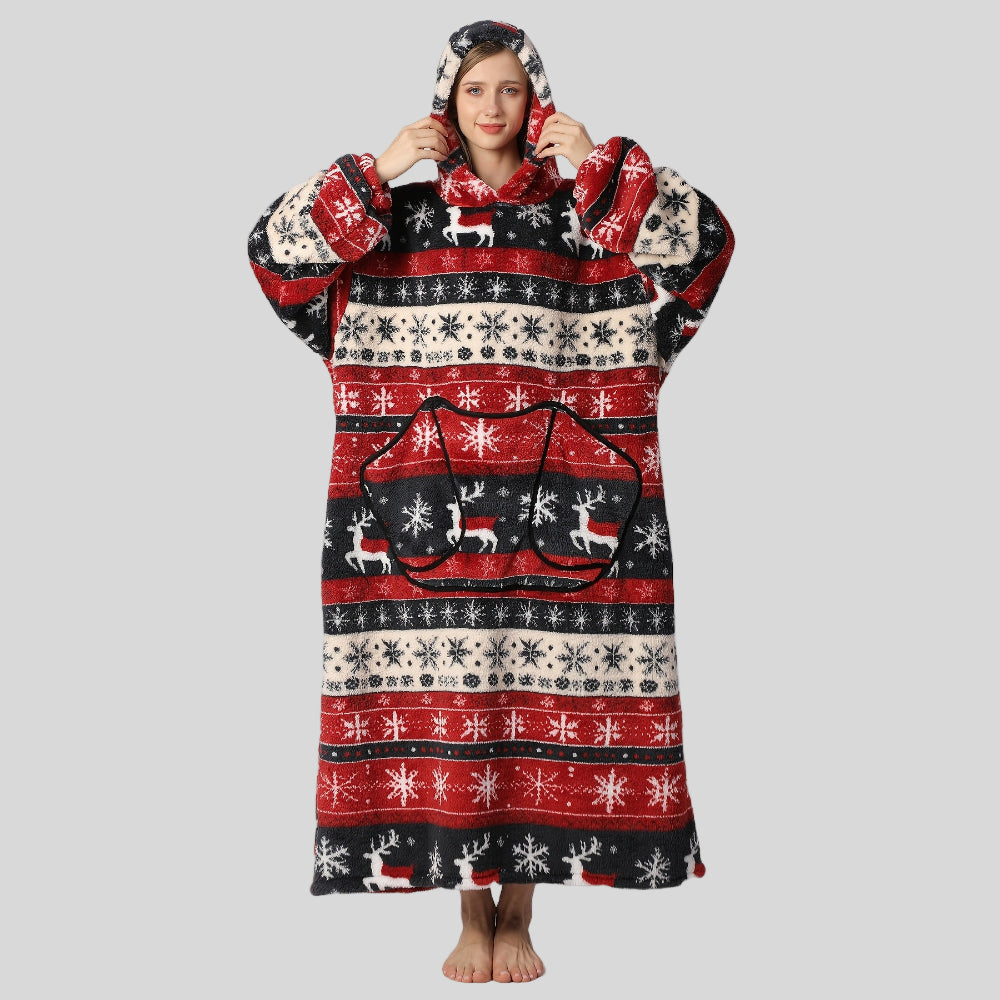 Women’s Oversized Warm Blanket Hoodie - Cozy Christmas Wearable