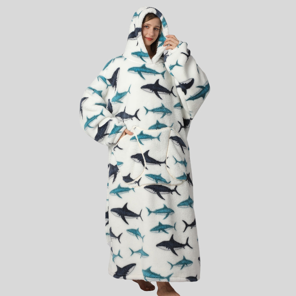 Women’s Oversized Warm Blanket Hoodie - Cozy Christmas Wearable