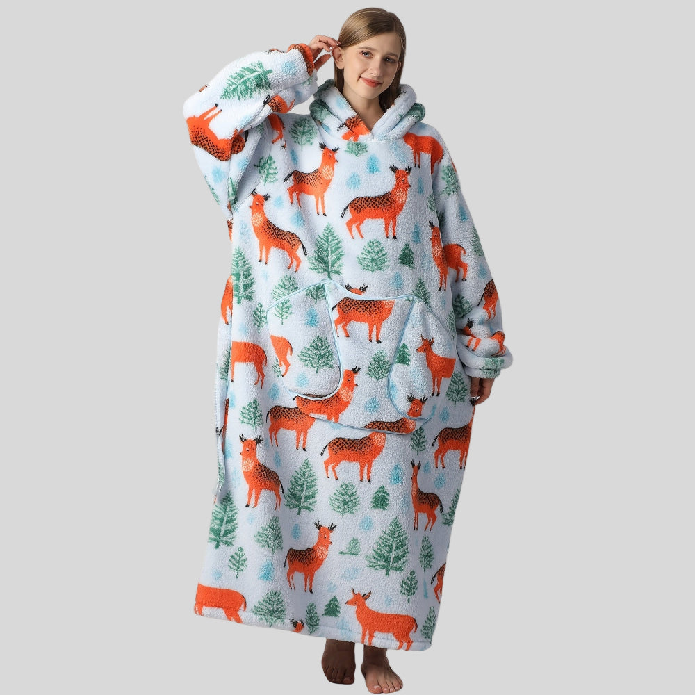 Women’s Oversized Warm Blanket Hoodie - Cozy Christmas Wearable