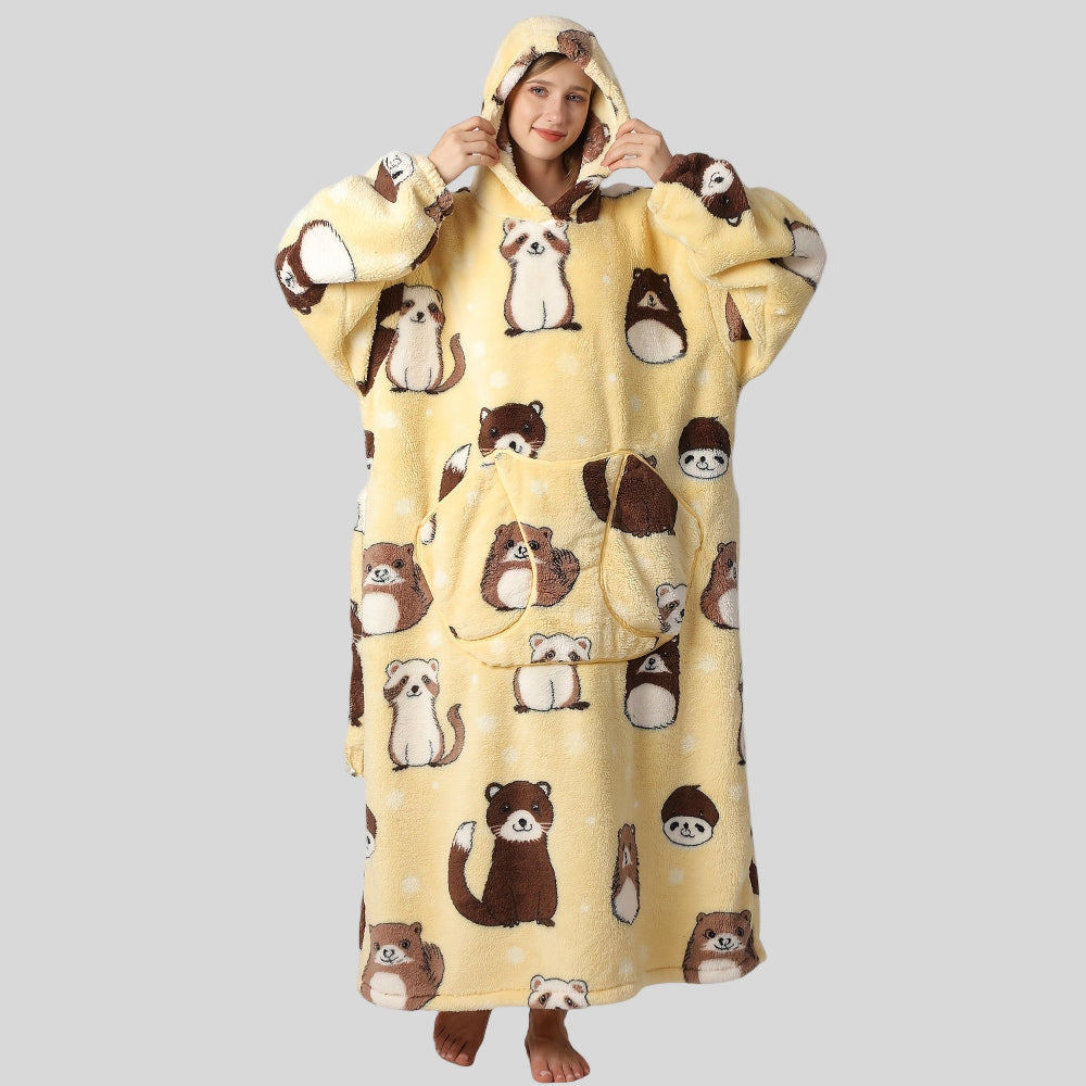 Women’s Oversized Warm Blanket Hoodie - Cozy Christmas Wearable