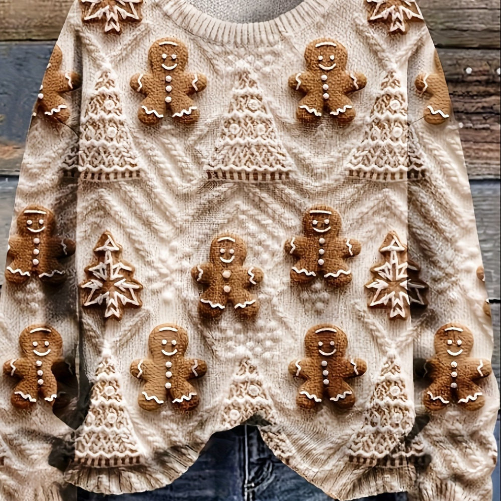 Women’s Ugly Christmas Sweater - Gingerbread Funny Holiday Knit