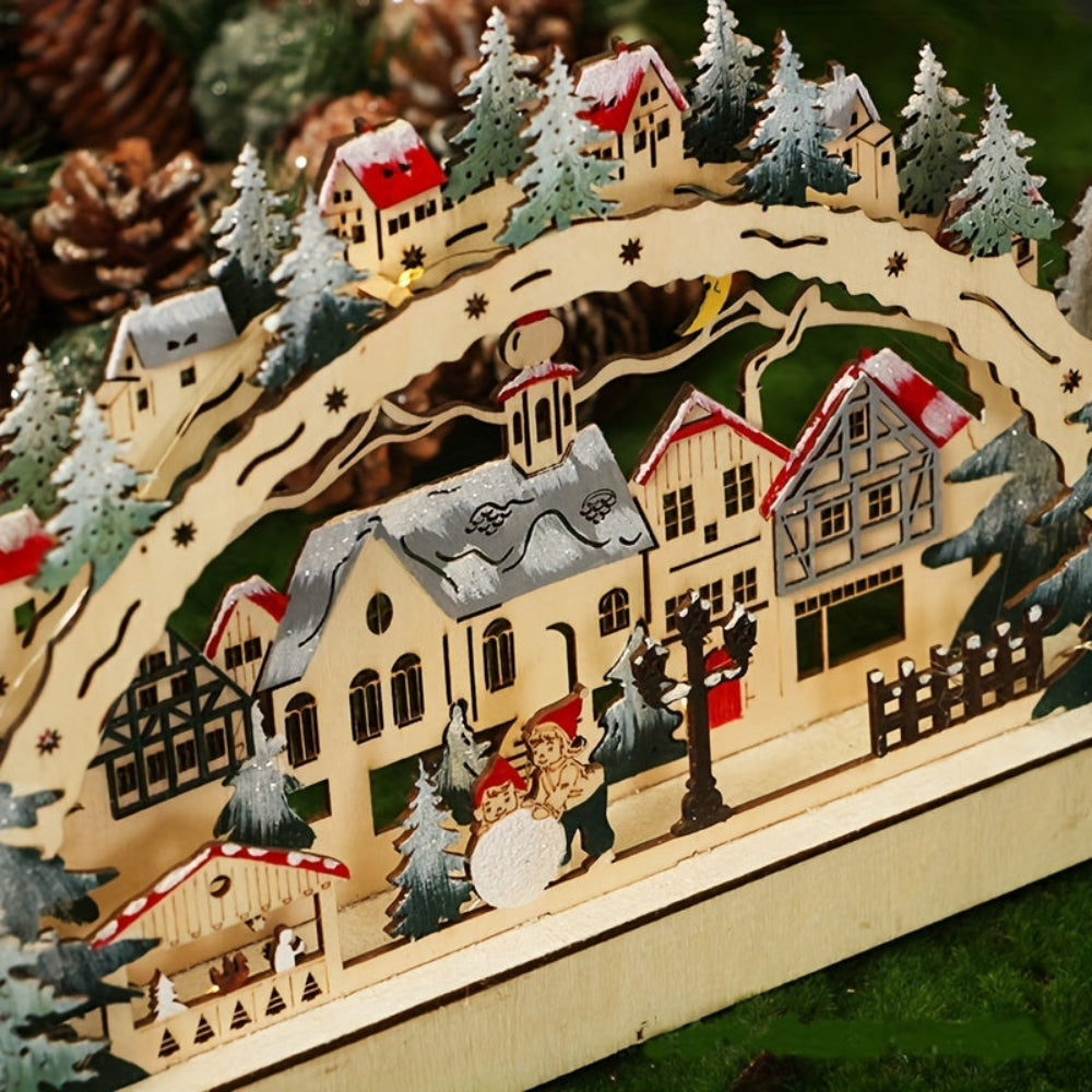 Christmas Ornaments LED Village Wooden Tabletop Decoration