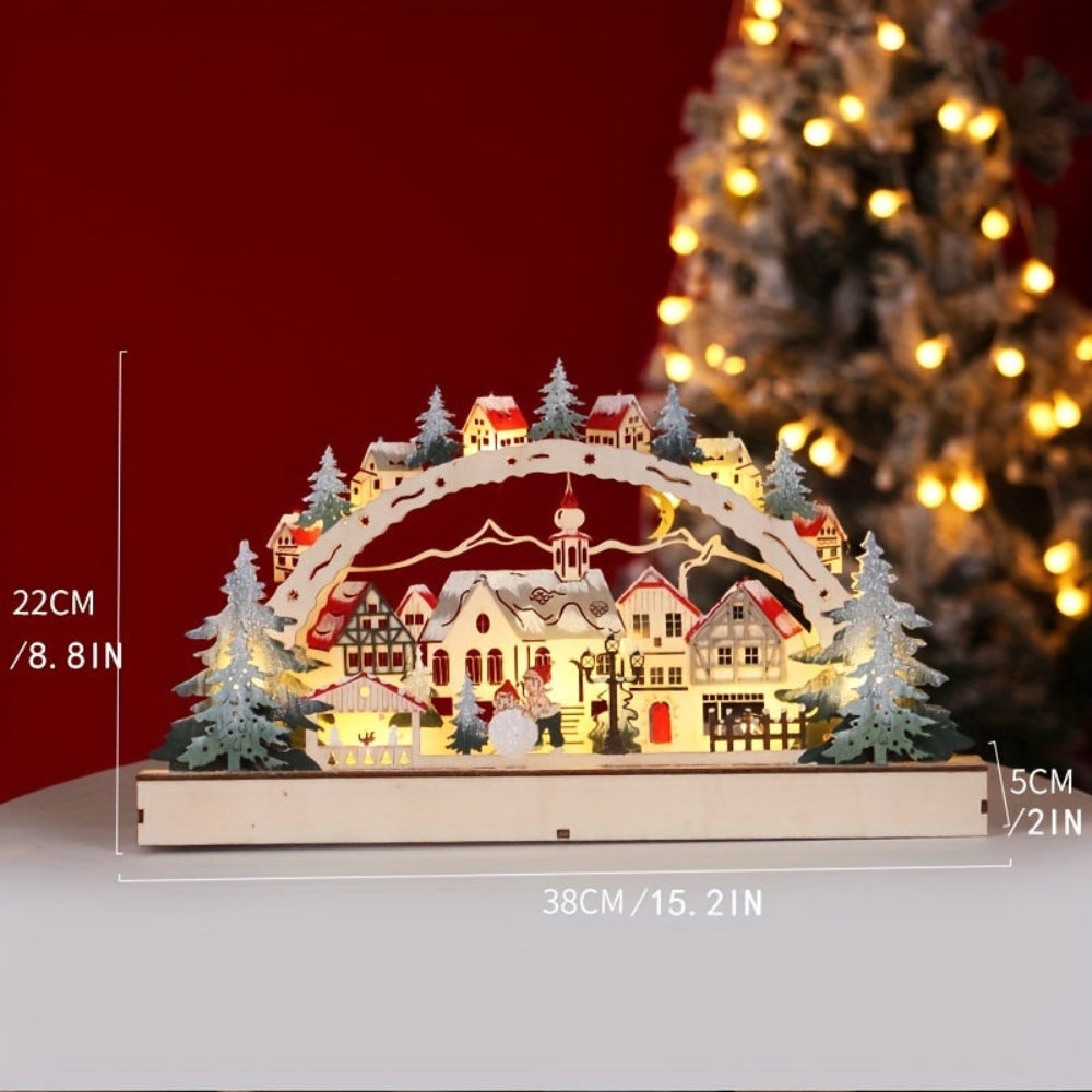 Christmas Ornaments LED Village Wooden Tabletop Decoration