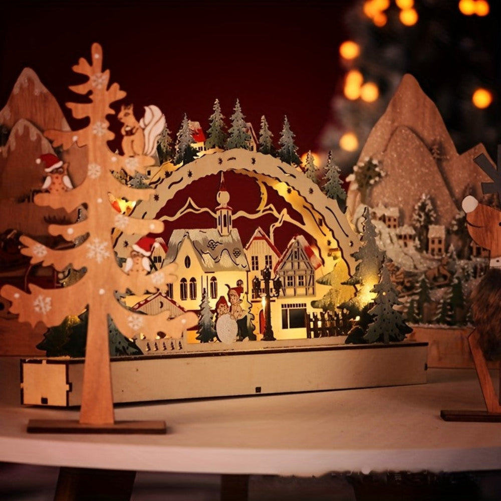 Christmas Ornaments LED Village Wooden Tabletop Decoration