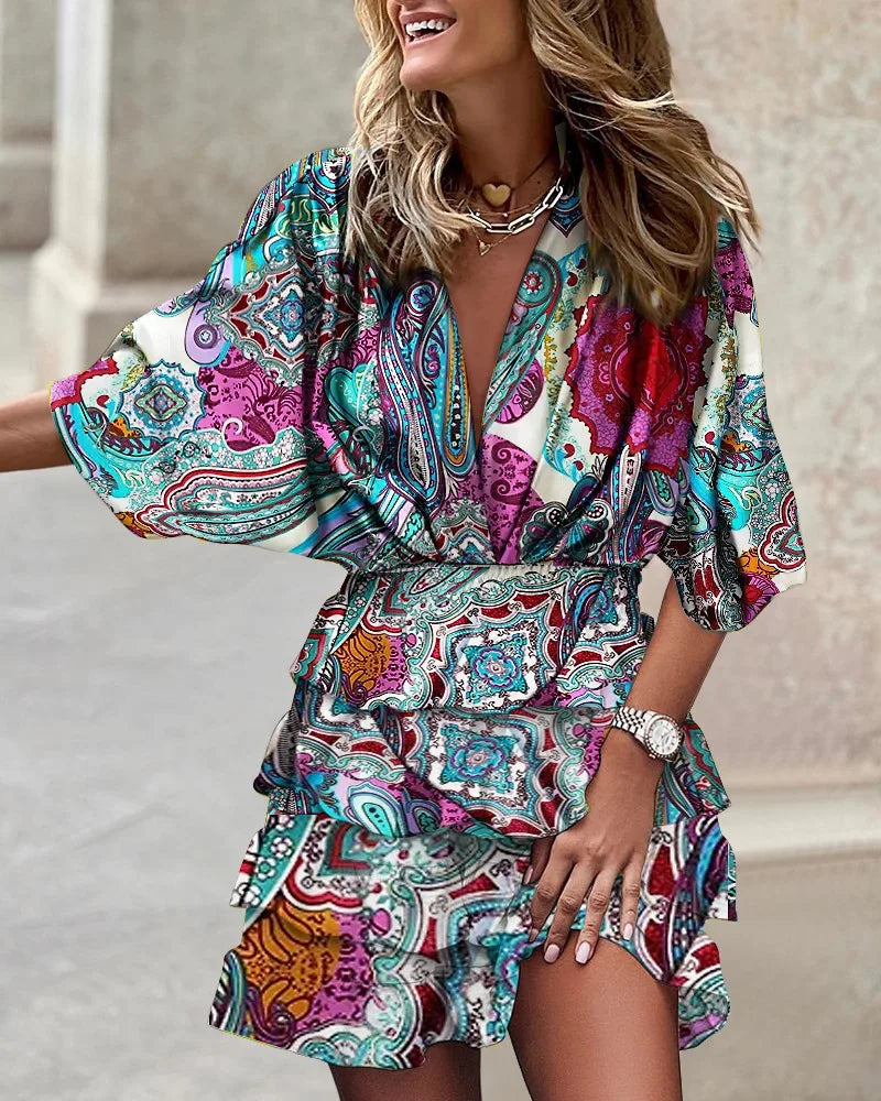 Floral boho dress with wrinkles-elegant and airy summer look