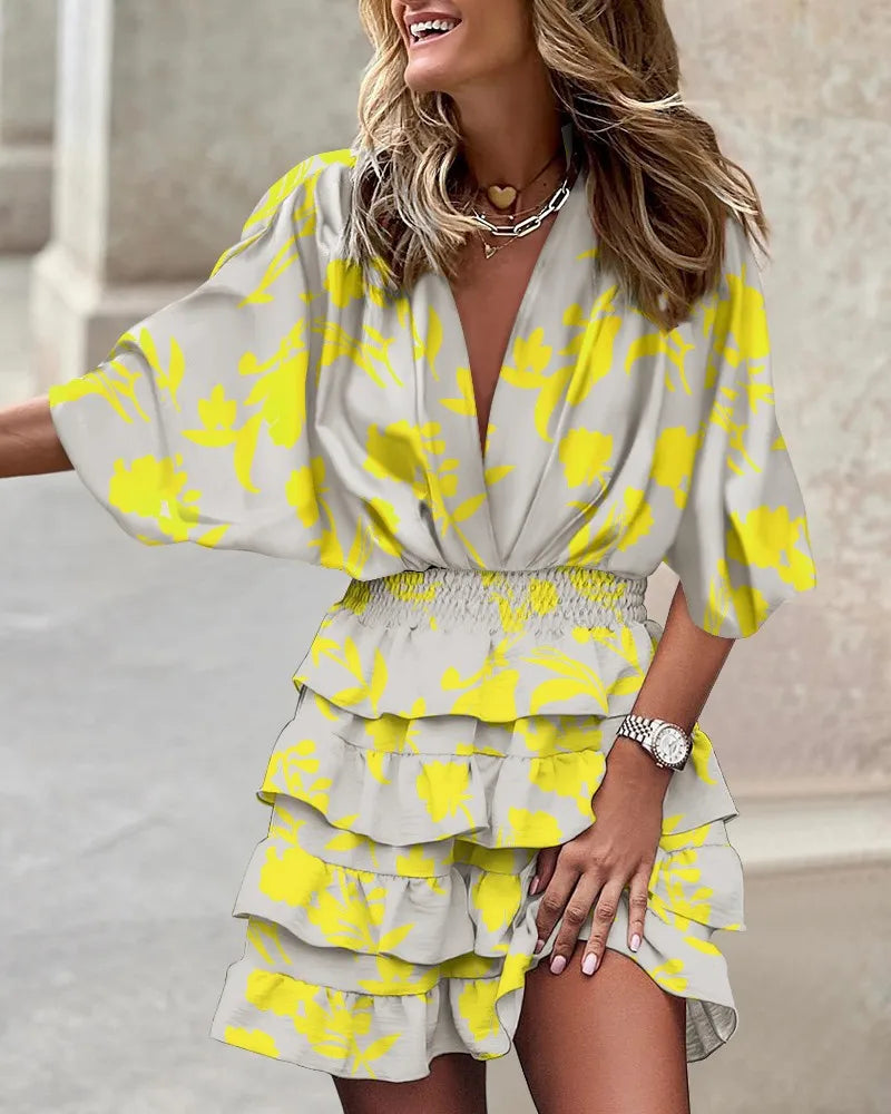 Floral boho dress with wrinkles-elegant and airy summer look