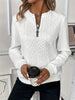 Chic cable -knitting sweater with zipper | Casual long sleeve pullover