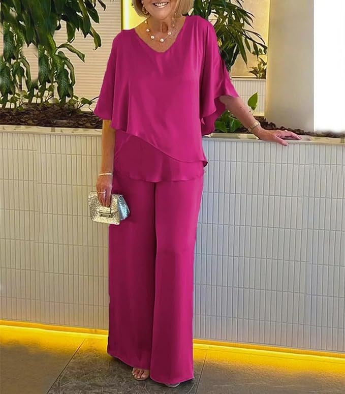Comfortable wide trousers set for simple style