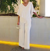 Comfortable wide trousers set for simple style