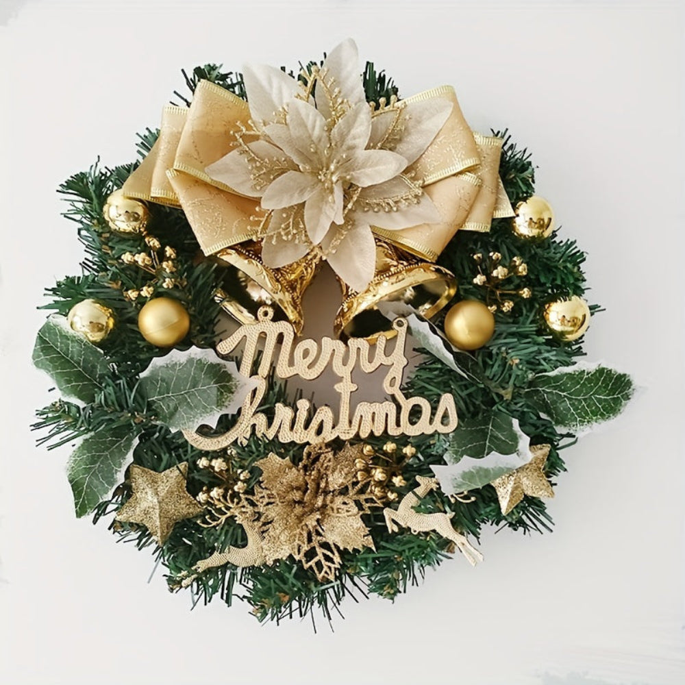 Christmas Ornaments Gold Bow Wreath Door Decoration