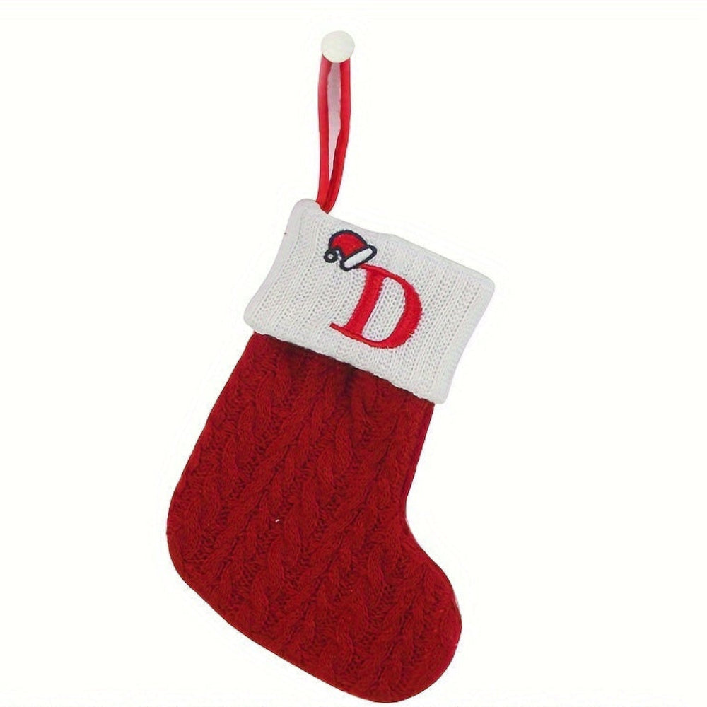 Christmas Stocking Knit Monogram Alphabet Decorative Holiday Sock