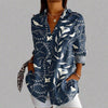 Ladies flowers blouse with button closure | Casual loose shirt with long sleeves and bags