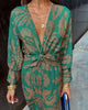 Ladies boho v-neck maxi dress | Long sleeves floral print wrap dress for evening