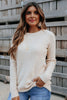 Ladies casual waffle knitted sweater | Soft and comfortable long sleeve pullover for autumn