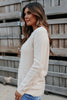 Ladies casual waffle knitted sweater | Soft and comfortable long sleeve pullover for autumn