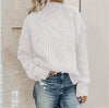 Ladies turtleneck cable knitted sweater | Oversized long sleeves pullover