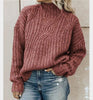 Ladies turtleneck cable knitted sweater | Oversized long sleeves pullover