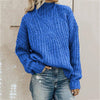 Ladies turtleneck cable knitted sweater | Oversized long sleeves pullover