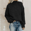 Ladies turtleneck cable knitted sweater | Oversized long sleeves pullover