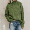 Ladies turtleneck cable knitted sweater | Oversized long sleeves pullover