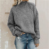 Ladies turtleneck cable knitted sweater | Oversized long sleeves pullover