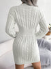 Ladies knitted sweater dress | V-neck, long sleeves, tailed model
