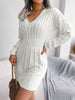 Ladies knitted sweater dress | V-neck, long sleeves, tailed model