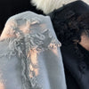 Ladies knitted sweater with torn details | Round neck, long sleeves, casual fit