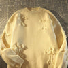 Ladies knitted sweater with torn details | Round neck, long sleeves, casual fit