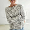 Ladies knitted sweater with structure Round neck, long sleeves, loose fit