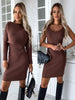 Ladies ribbed knitted two-part skirt and sweater set