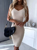 Ladies ribbed knitted two-part skirt and sweater set