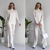 Ladies ribbed knitted two-part set | High neck, long sleeves, loose fit