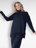 Ladies ribbed knitted two-part set | High neck, long sleeves, loose fit