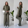 Ladies ribbed knitted two-part set | High neck, long sleeves, loose fit